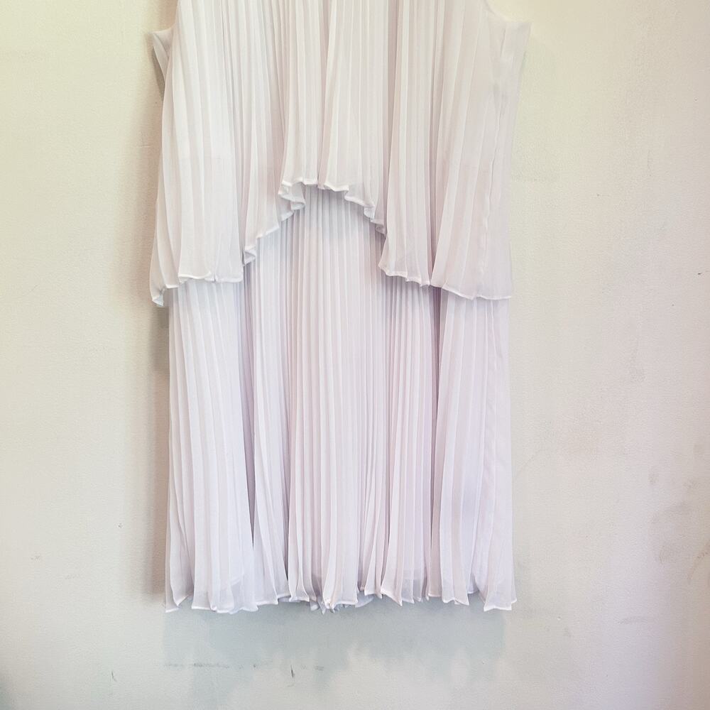 Badgley Mischka Pleated Flowy Sleeveless Dress White Size 12 - Picture 3 of 5